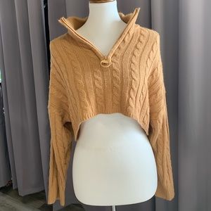 Cropped turtle neck sweater
